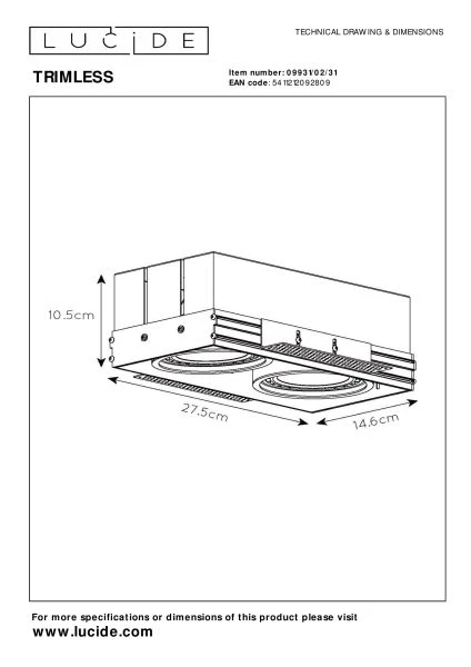 Lucide TRIMLESS - Inbouwspot - 2xGU10 (ES111) - Wit - technisch